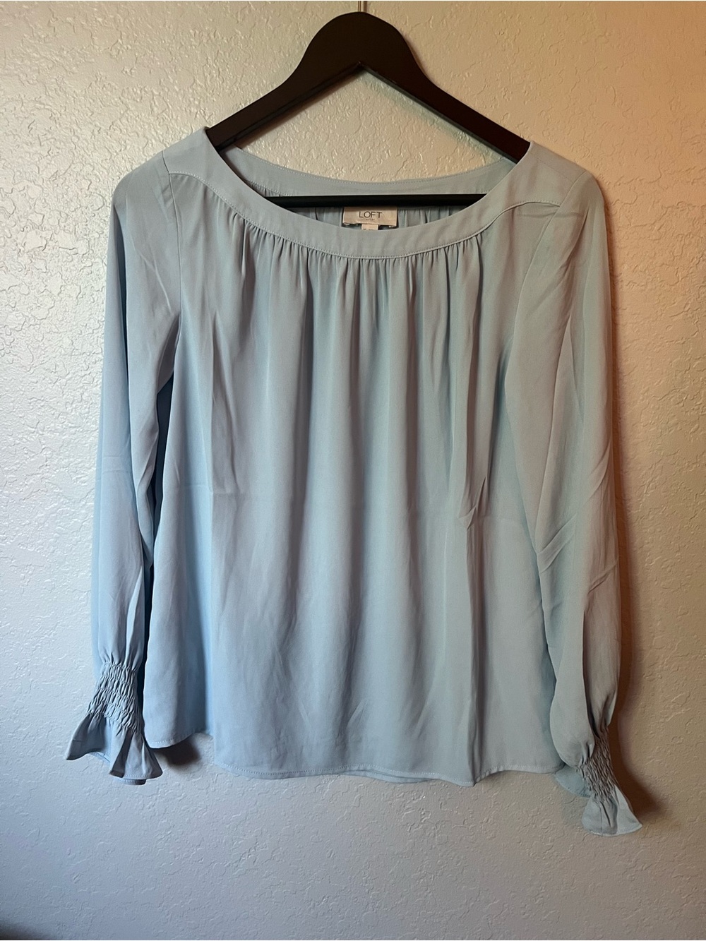 LOFT Pale Blue Long Sleeve Peasant Top New Without Tags